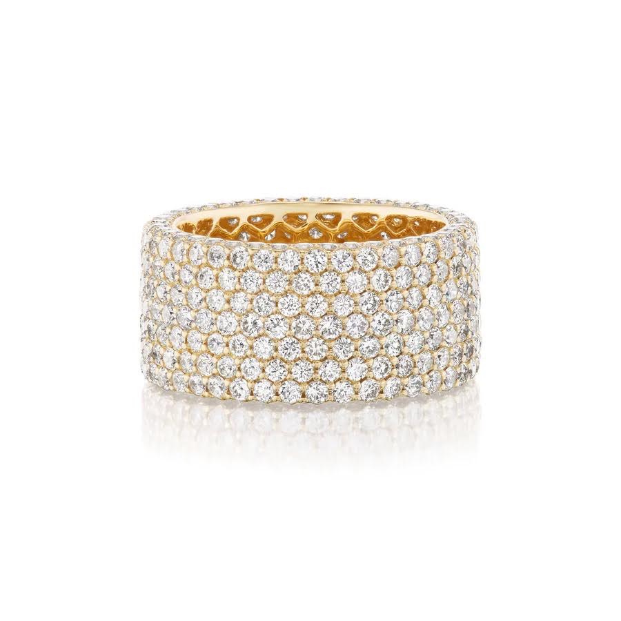 14K Gold Pave Diamond Band Large