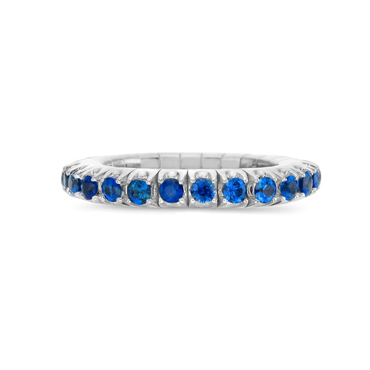 18K Gold Blue Sapphire Stretch Ring