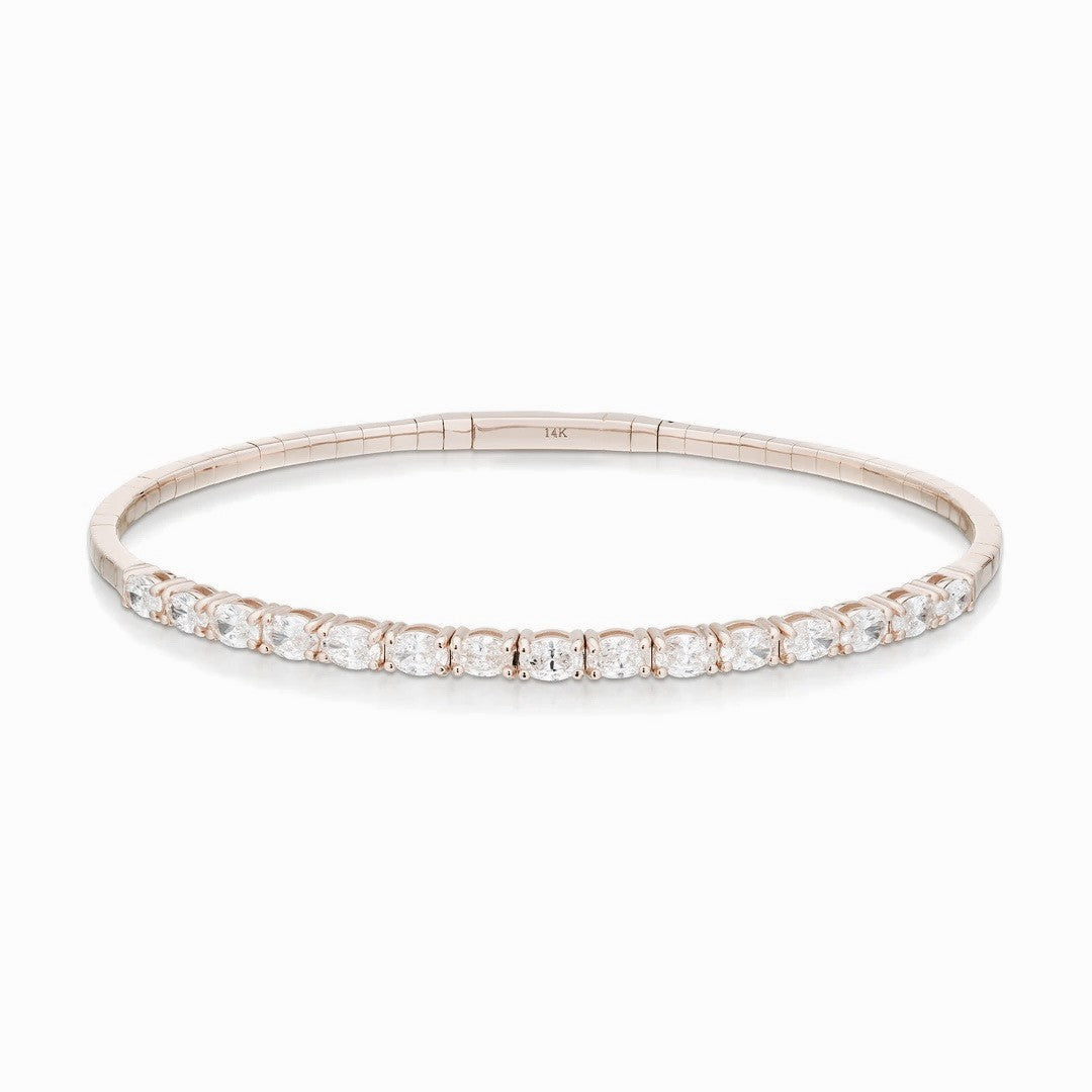 14K Gold Oval Flexible Diamond Bracelet