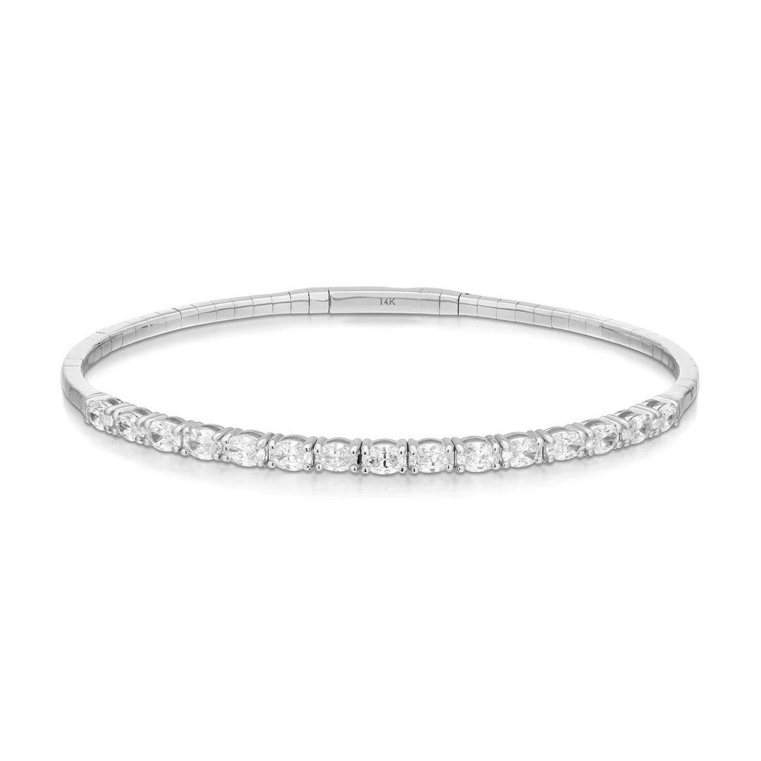 14K Gold Oval Flexible Diamond Bracelet