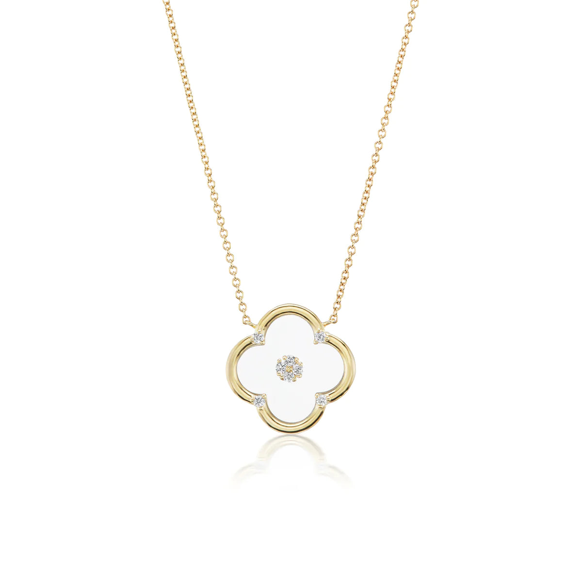 14K Clover Pendant with Synthetic Sapphire Glass
