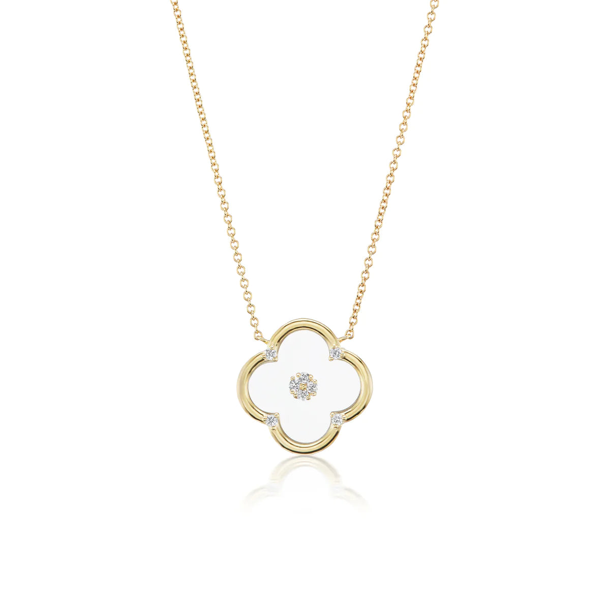 14K Clover Pendant with Synthetic Sapphire Glass