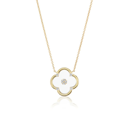 14K Clover Pendant with Synthetic Sapphire Glass