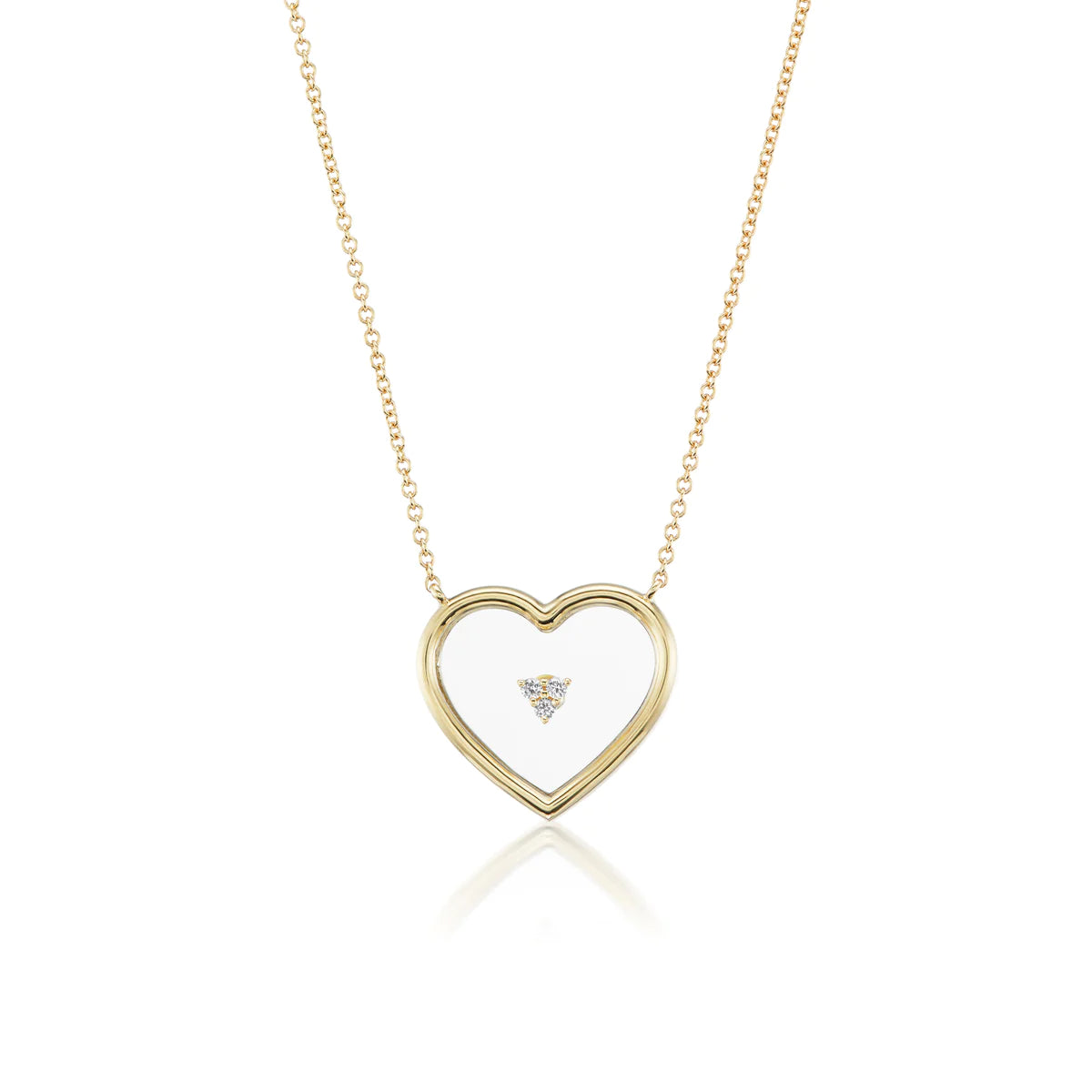 14K Heart Pendant with Synthetic Sapphire Glass