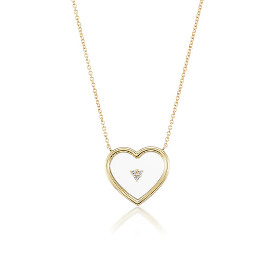 14K Heart Pendant with Synthetic Sapphire Glass