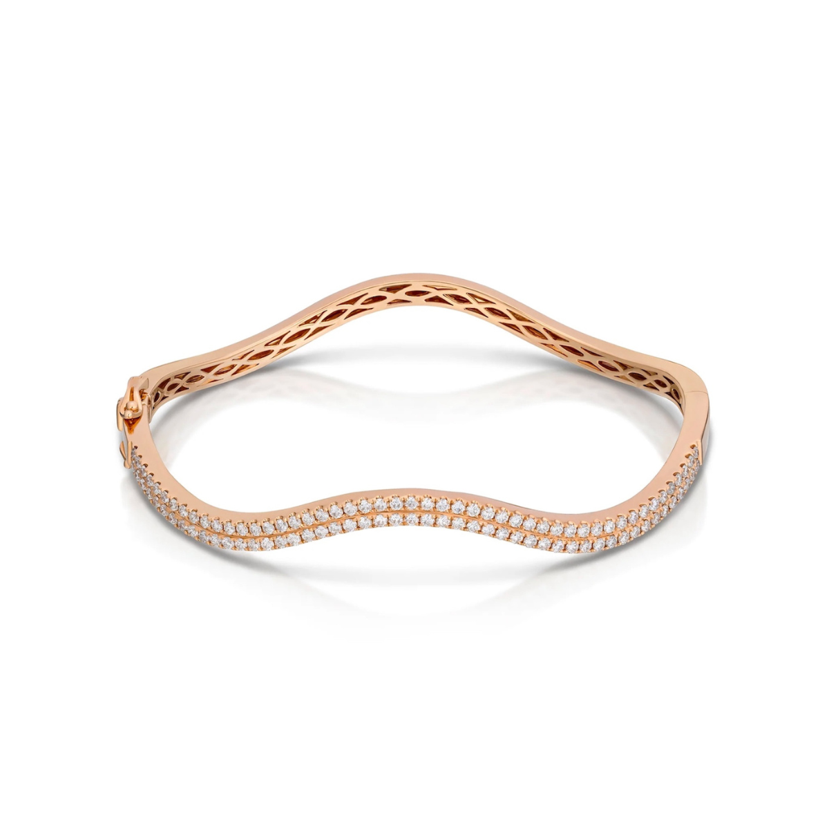 14K Gold Diamond Wave Bangle