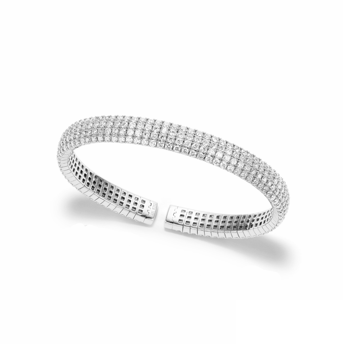 14K Gold & Diamond Pave Flexible Cuff Bangle