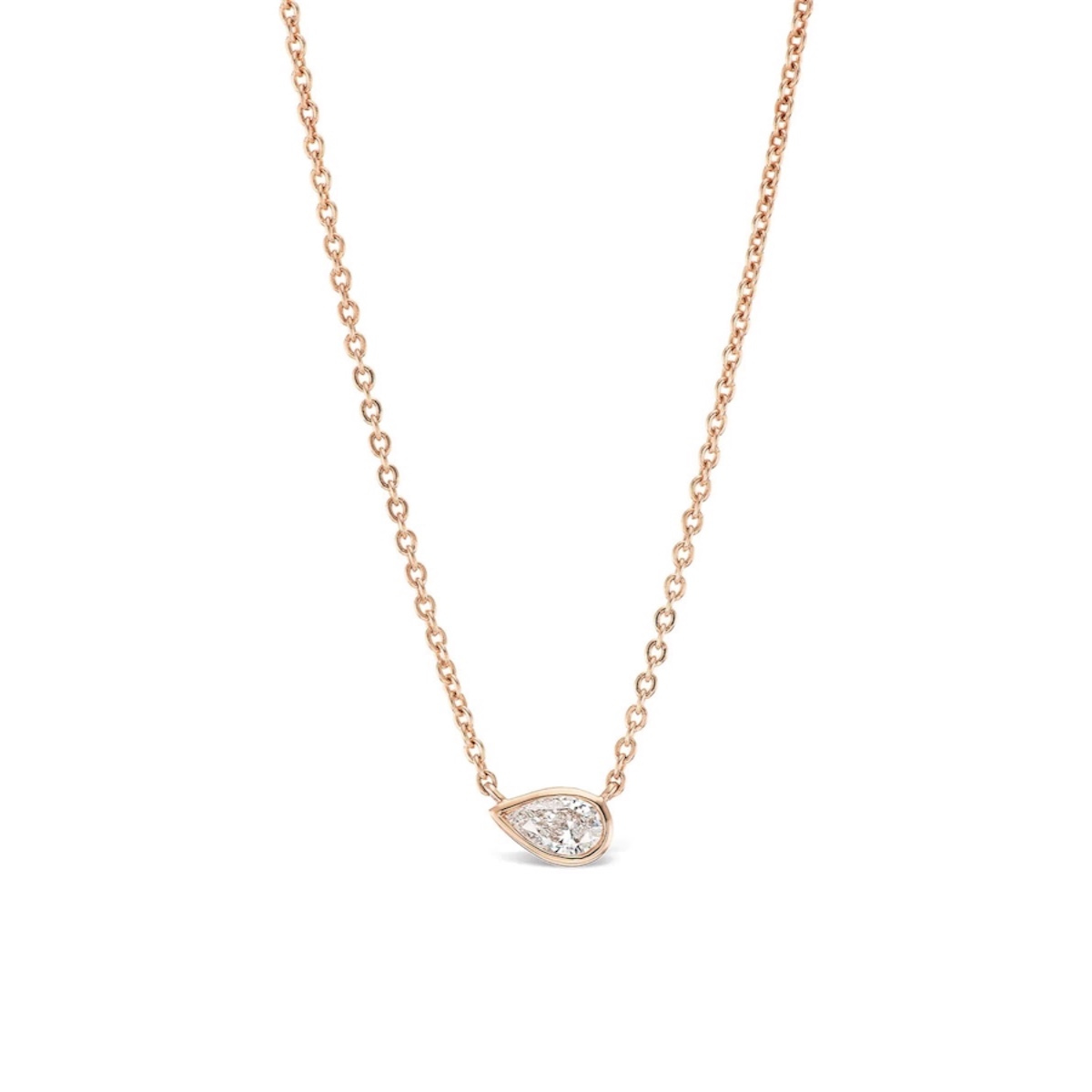 14K Gold Diamond Pear Shape Bezel Pendant