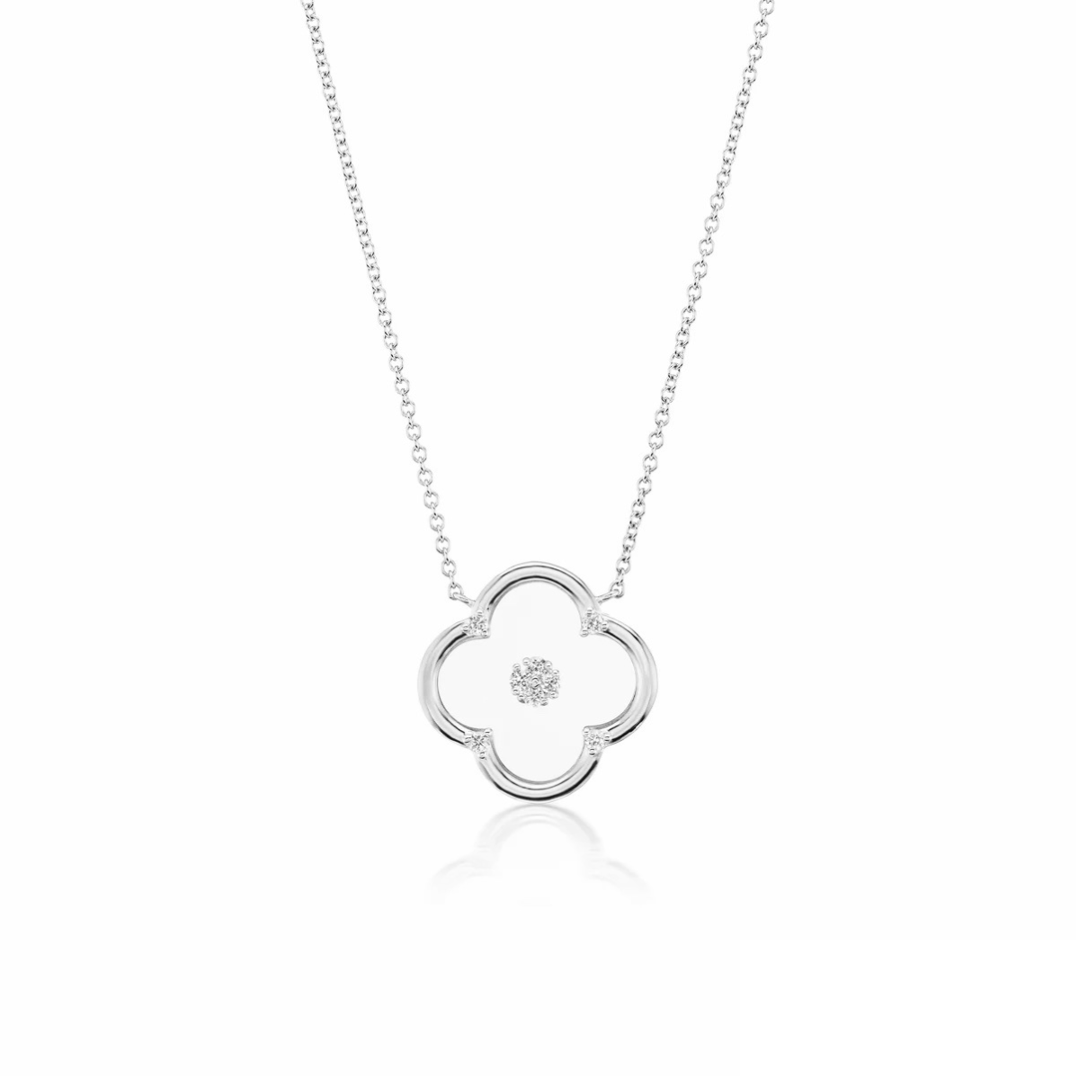 14K Clover Pendant with Synthetic Sapphire Glass