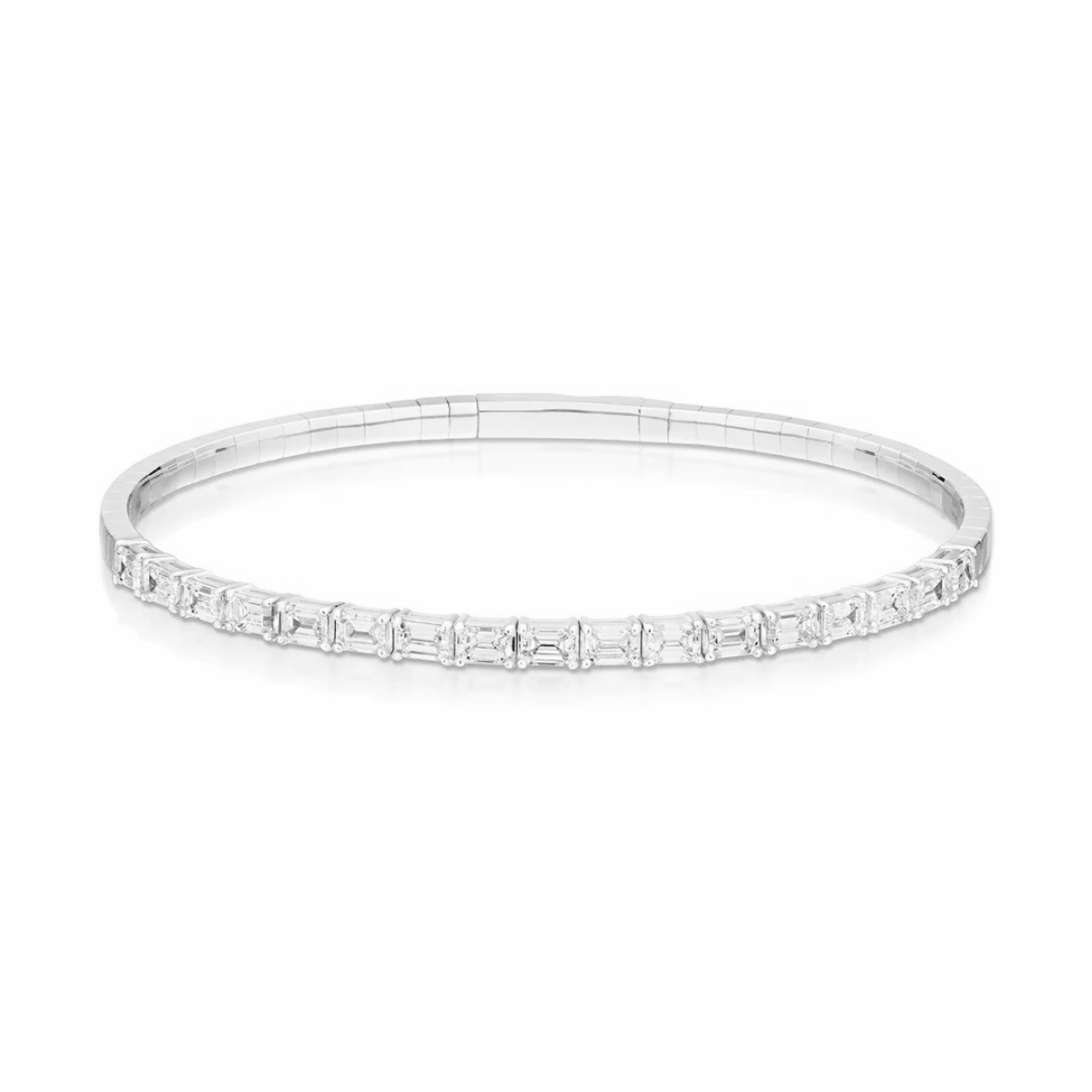 14K Emerald Cut Flexible Diamond Bracelet