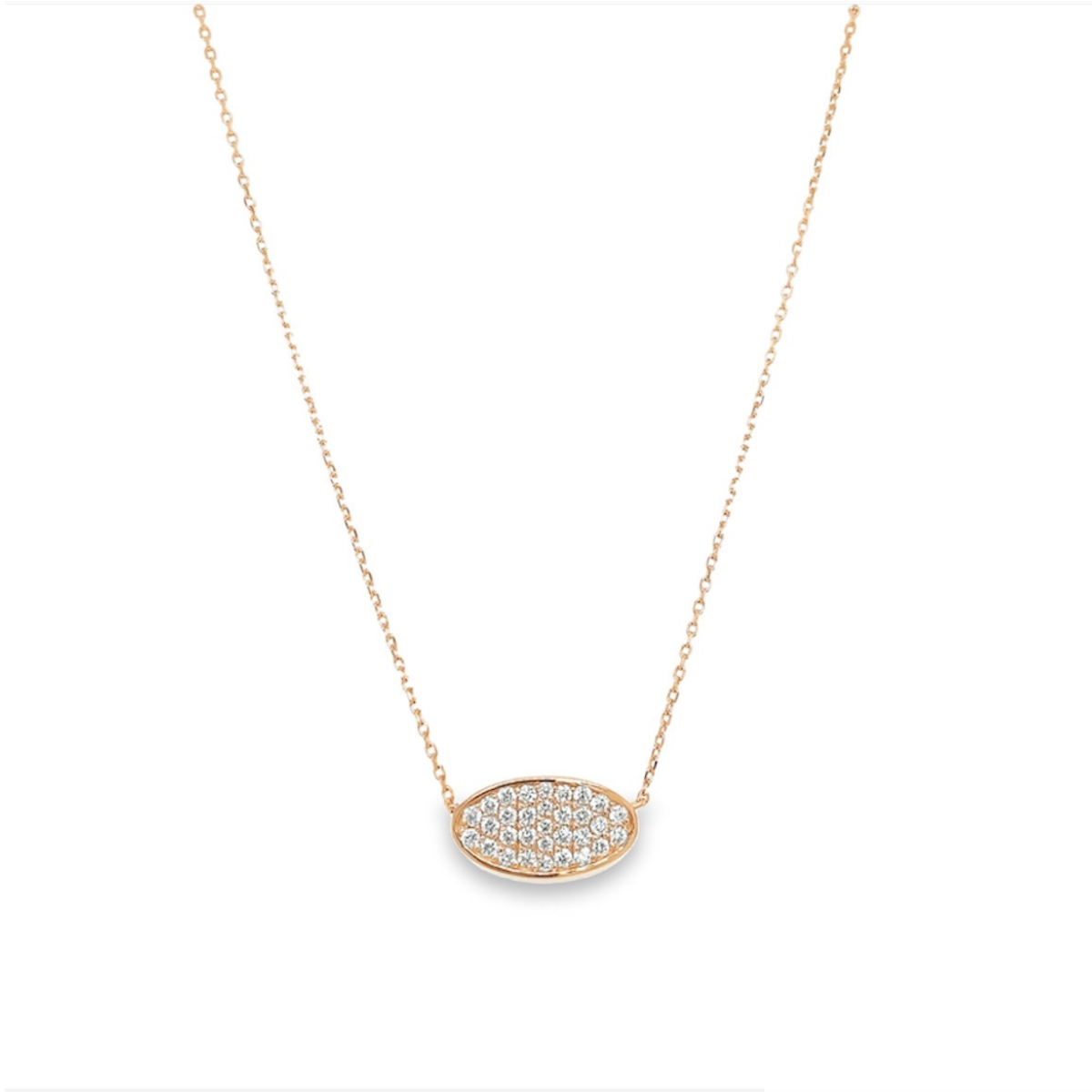 14K Gold Diamond Oval Necklace
