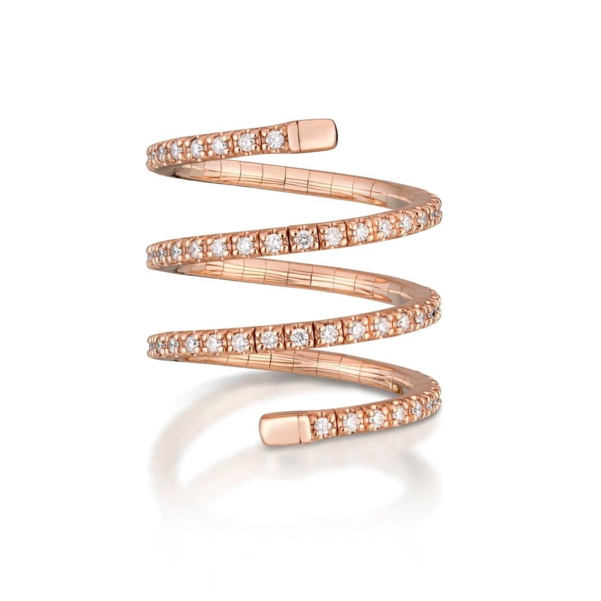 14K Gold Diamond Flexible Spiral Ring