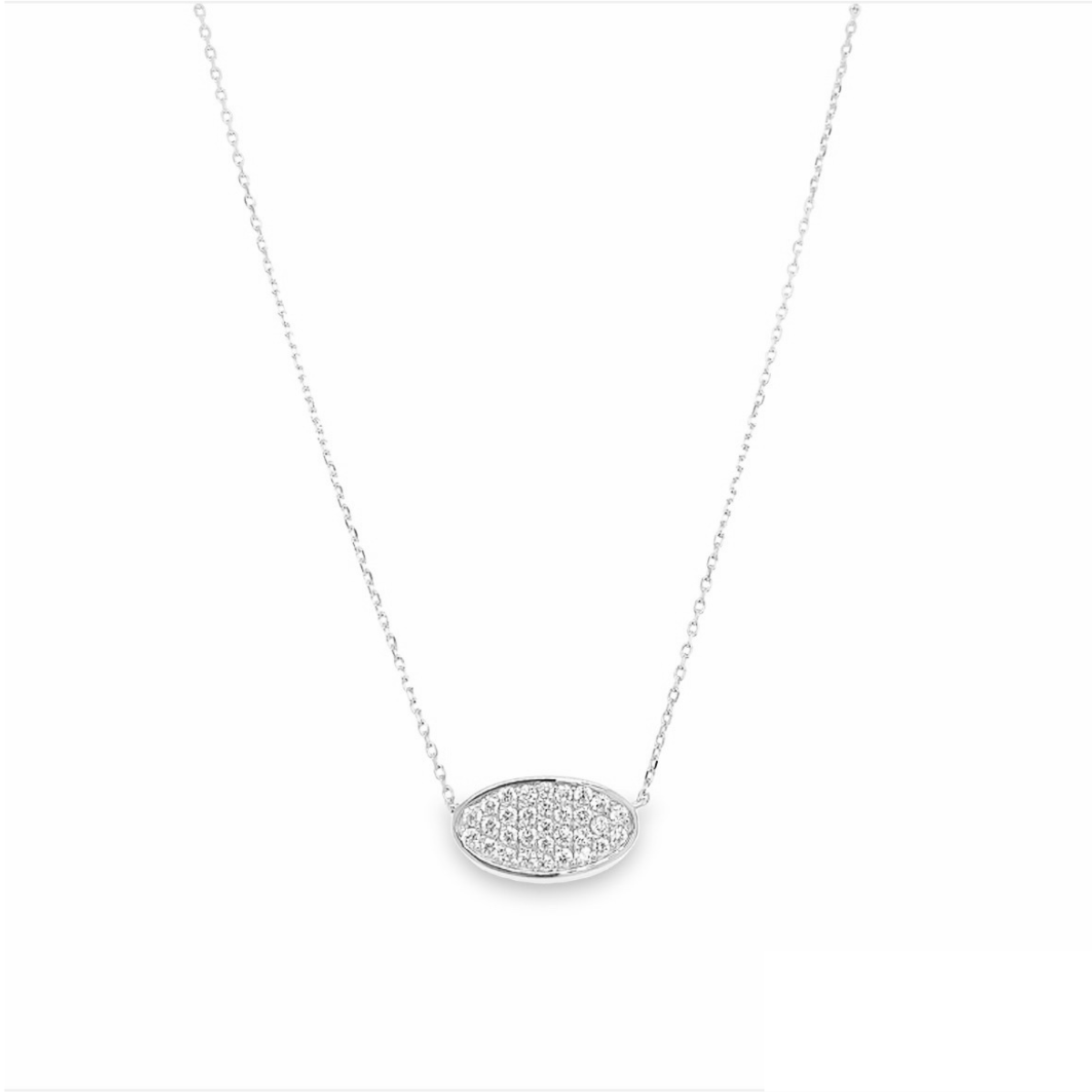 14K Gold Diamond Oval Necklace