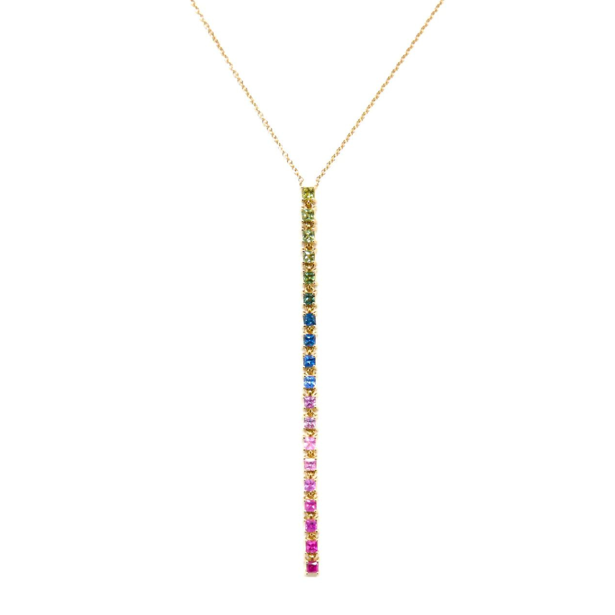 14K Gold Rainbow Moveable Drop Pendant