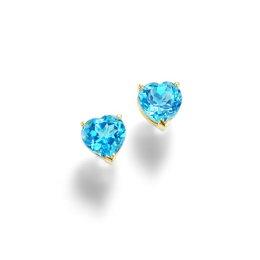 14K Gold Heart Shaped Gem Ston Studs