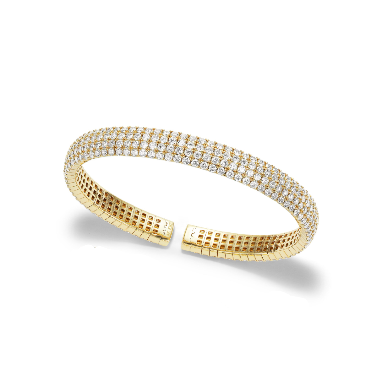 14K Gold & Diamond Pave Flexible Cuff Bangle