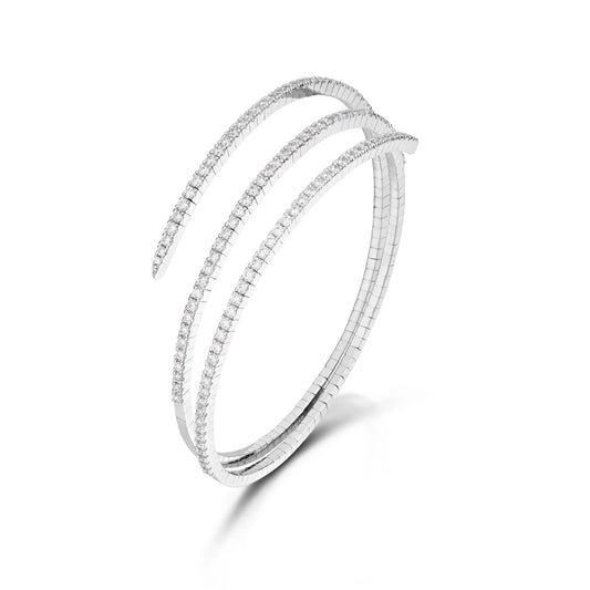 14K Gold Flexible Wrap around Diamond Bracelet