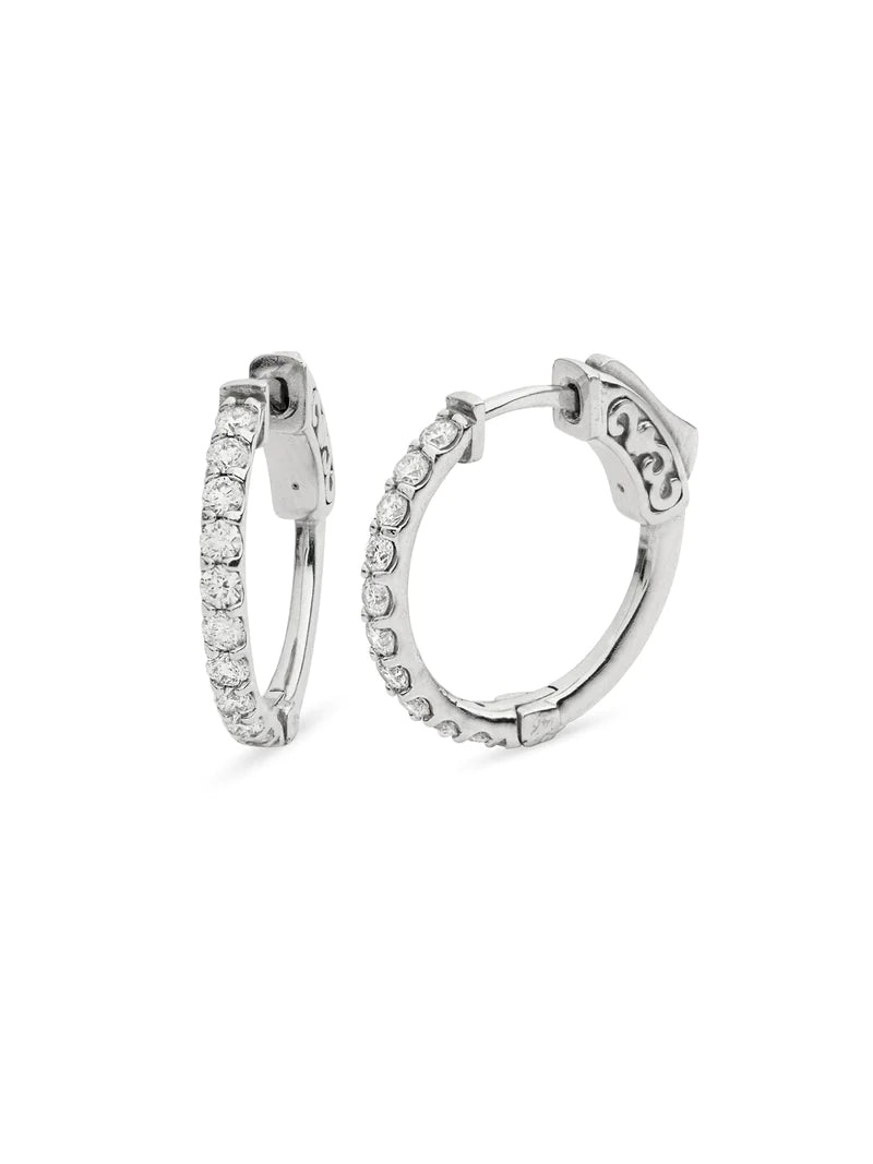 14K Diamond Hoops