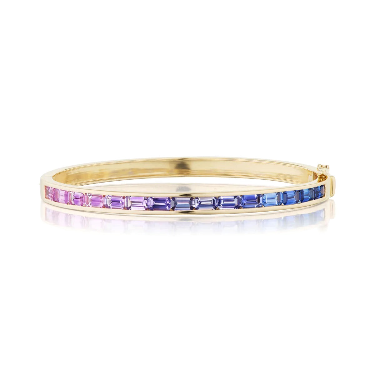 14K Gold Ombre Emerald Cut Channel Set Bangle