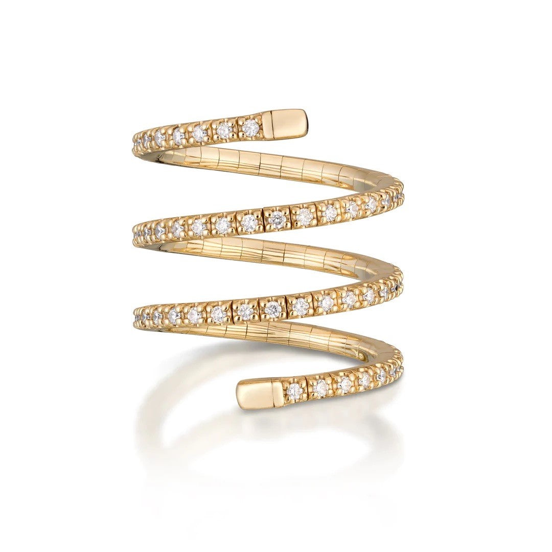 14K Gold Diamond Flexible Spiral Ring
