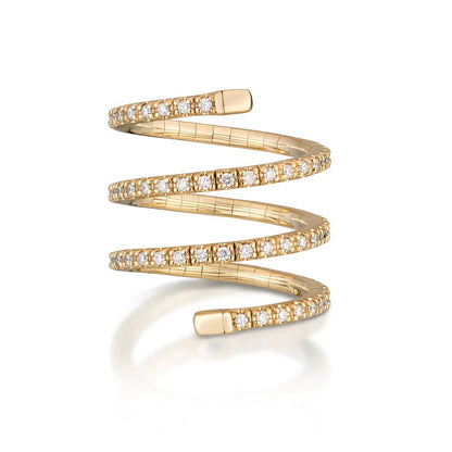 14K Gold Diamond Flexible Spiral Ring