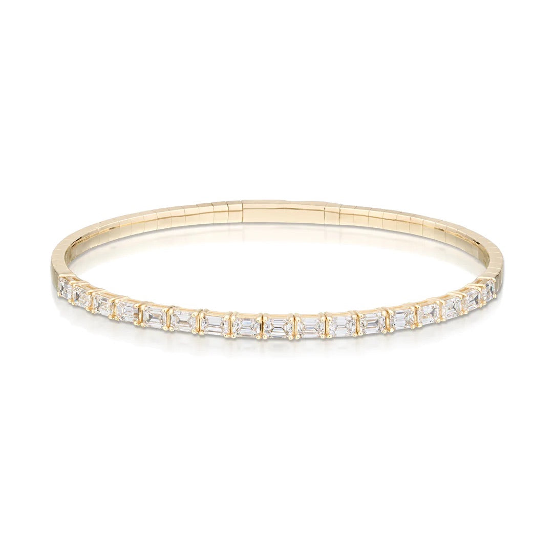 14K Emerald Cut Flexible Diamond Bracelet