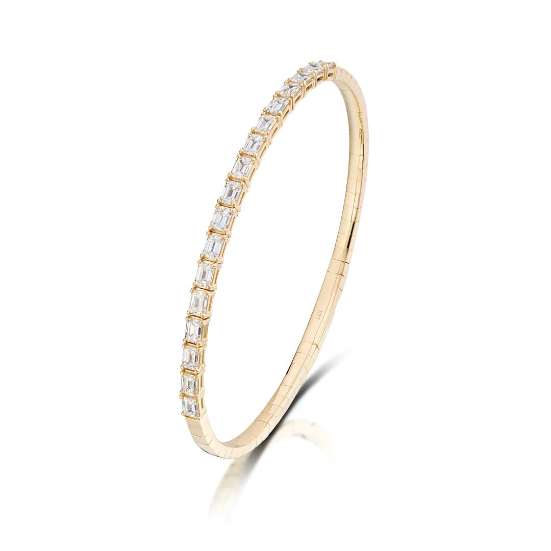 14K Emerald Cut Flexible Diamond Bracelet