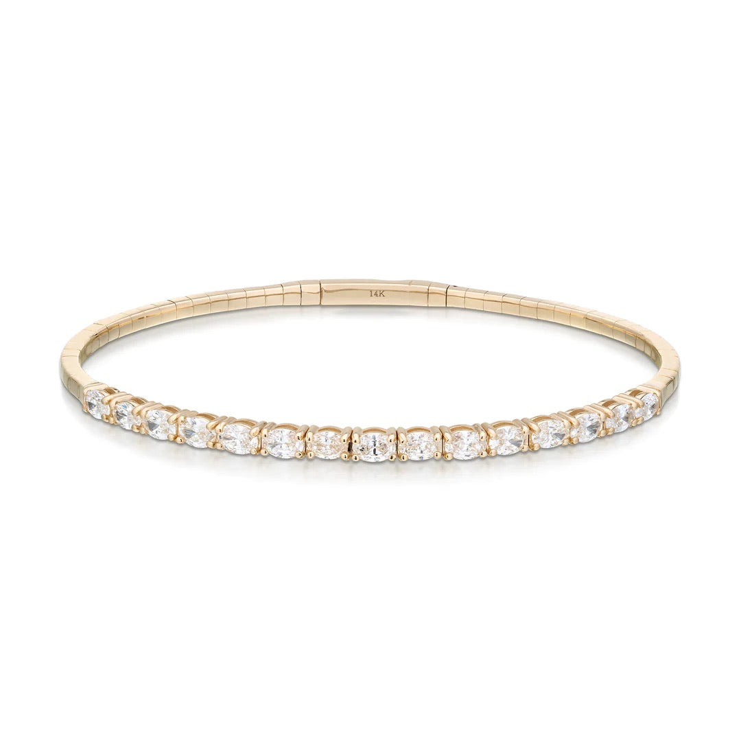 14K Gold Oval Flexible Diamond Bracelet