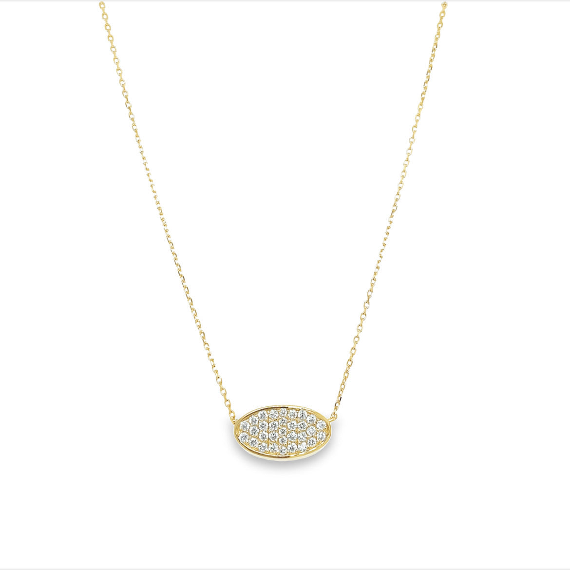 14K Gold Diamond Oval Necklace