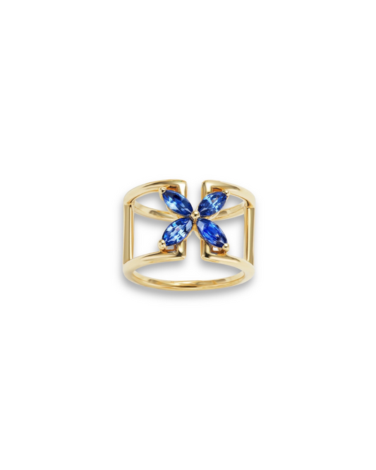 14K Gold Mariposa Blue Sapphire Ring