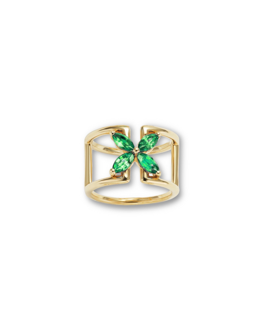 14K Gold Mariposa Emerald Ring