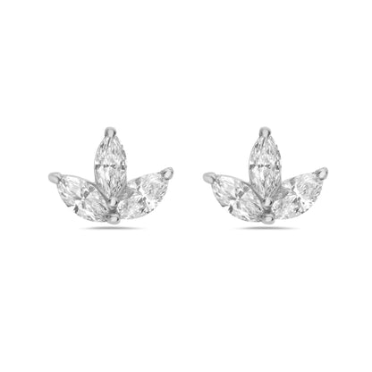 14K 3 Marquise Diamonds Studs