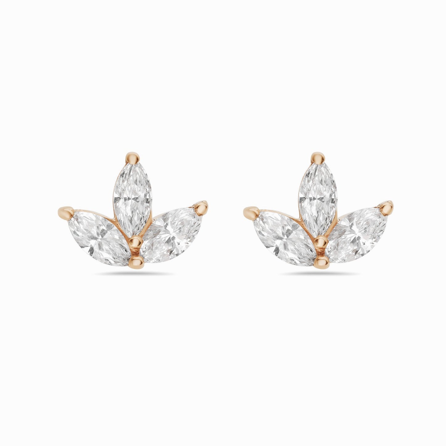 14K 3 Marquise Diamonds Studs