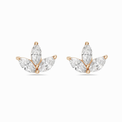 14K 3 Marquise Diamonds Studs