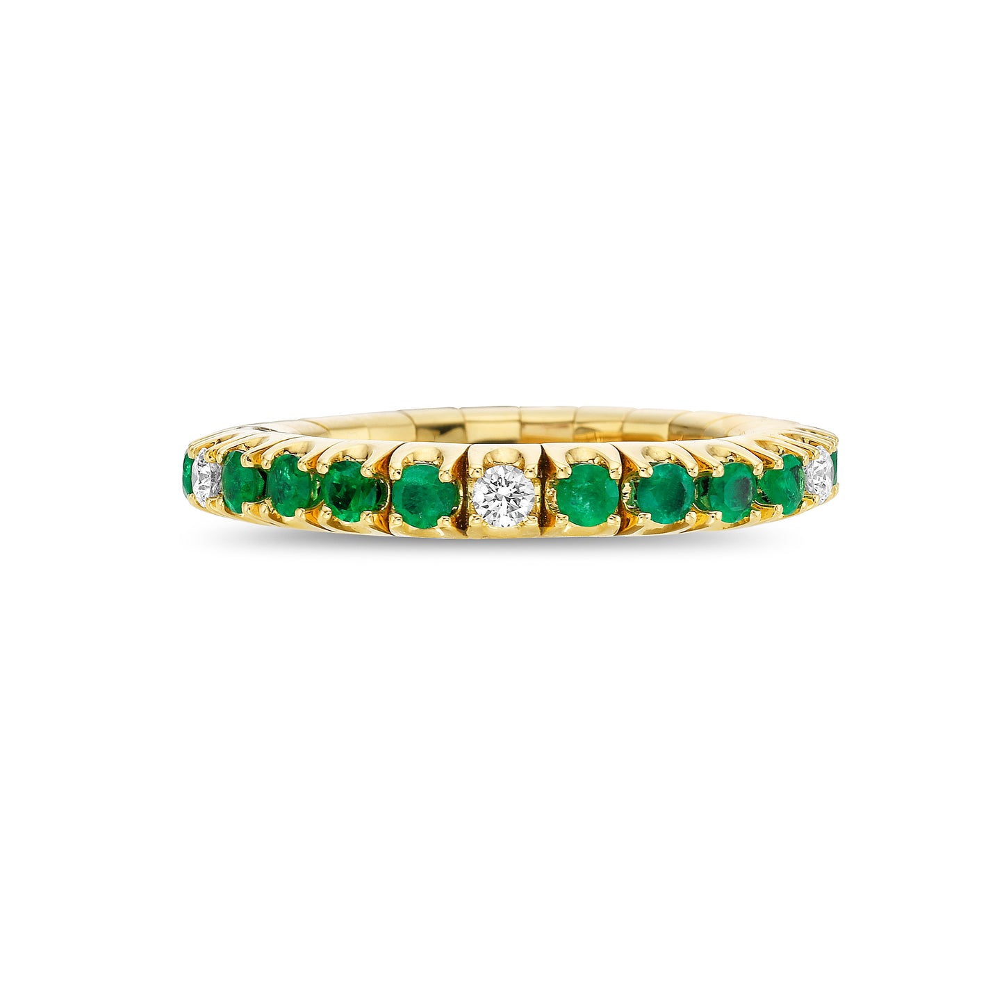 18K Gold Emerald and Diamond Stretch Ring