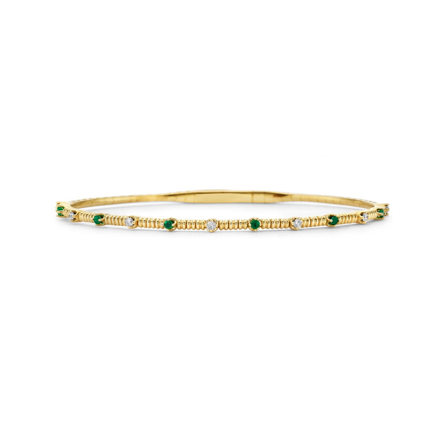 14K Gold Emerald and Diamond Flexible Bracelet