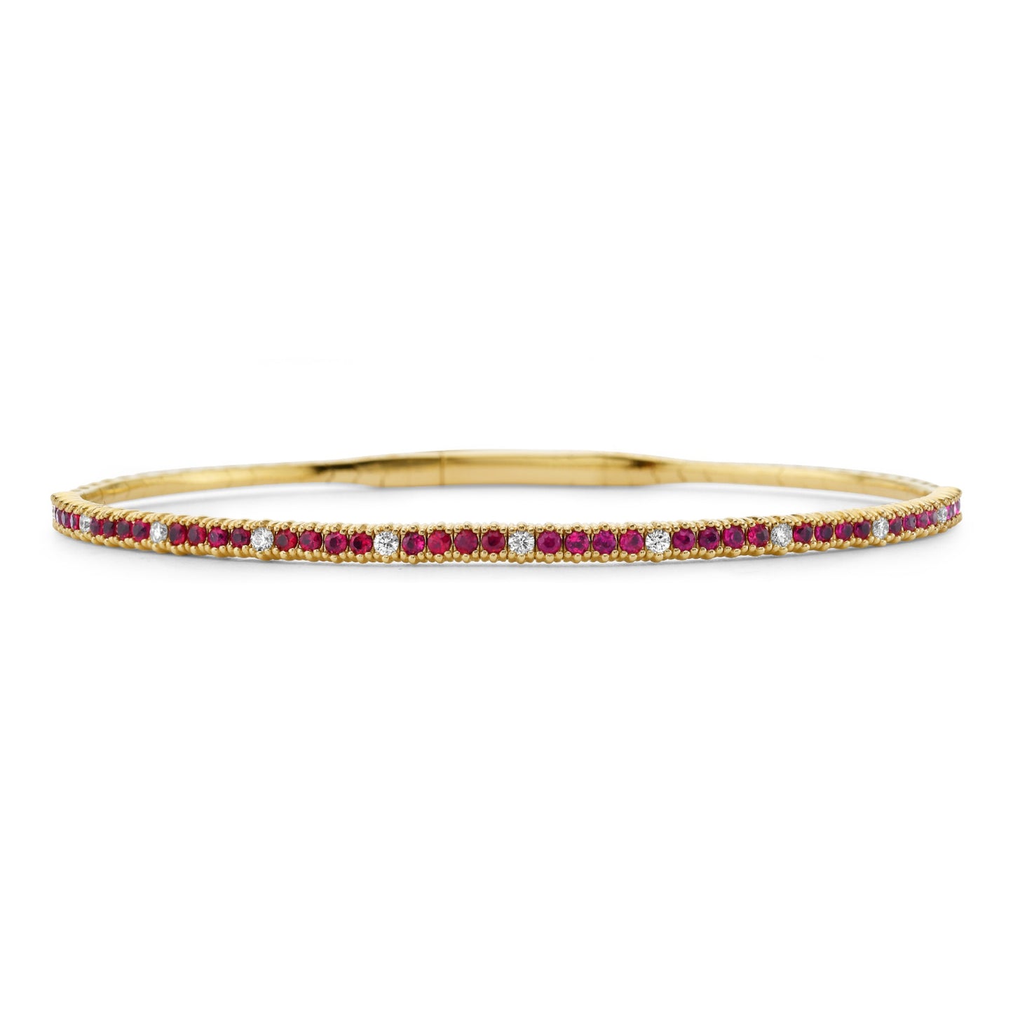 14K Gold Halfway Ruby and Diamond Flexible Bracelet