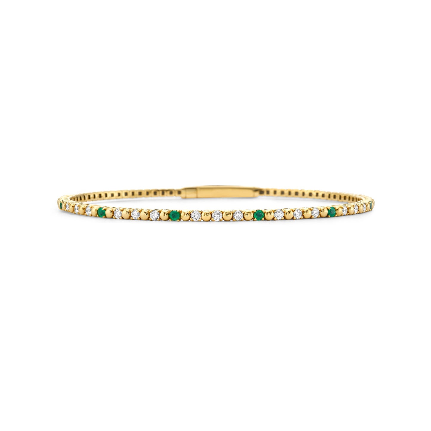 14K Gold Flexy Diamond and Emerald Bracelet