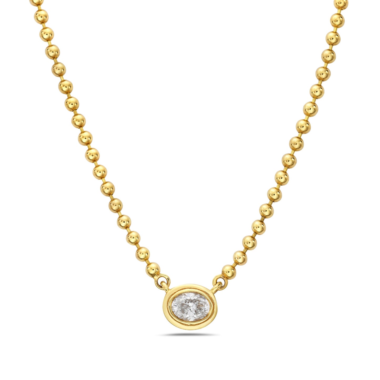 14K Oval Double Bezel Diamond Pendant