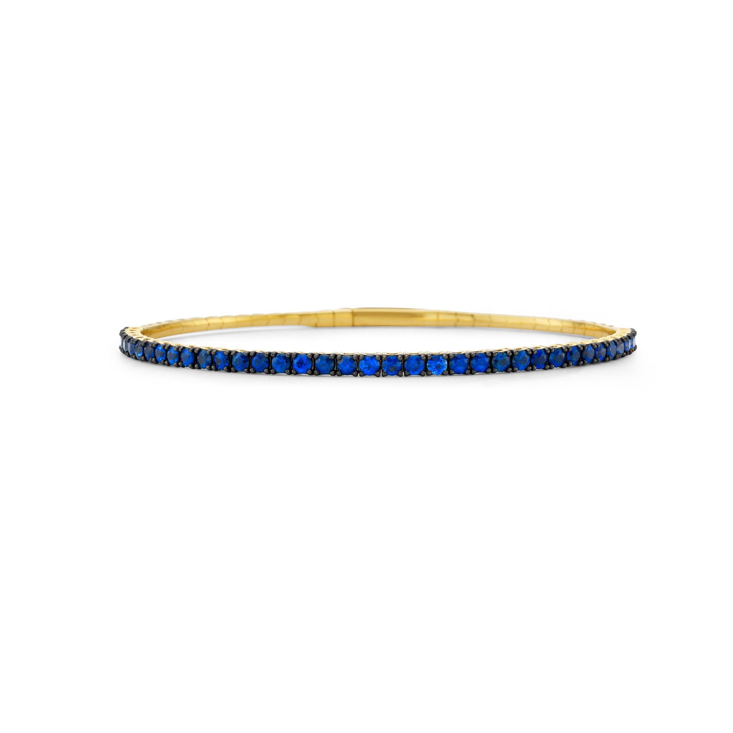 14K Gold Blue Sapphire Flexible Bangle