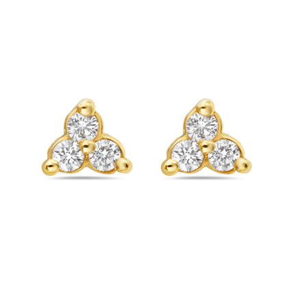 14K Gold Diamond Triangle Studs