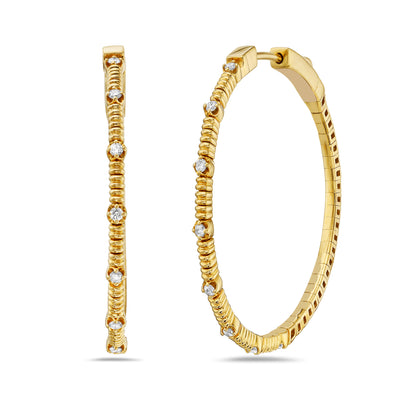 14K Gold Flexible Hoops with Diamonds