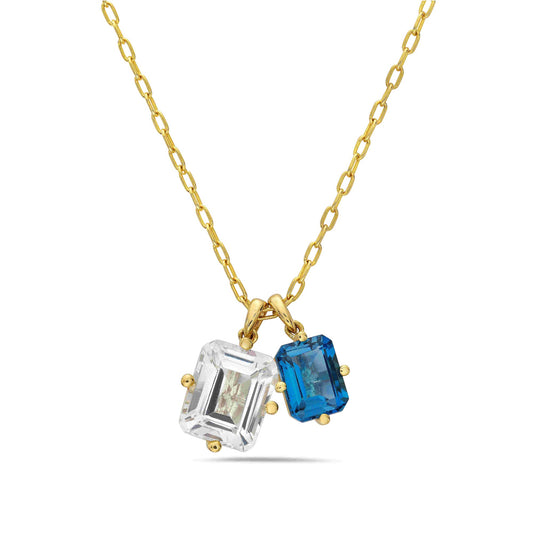 14K Gold Emerald Cut Charms on Chain