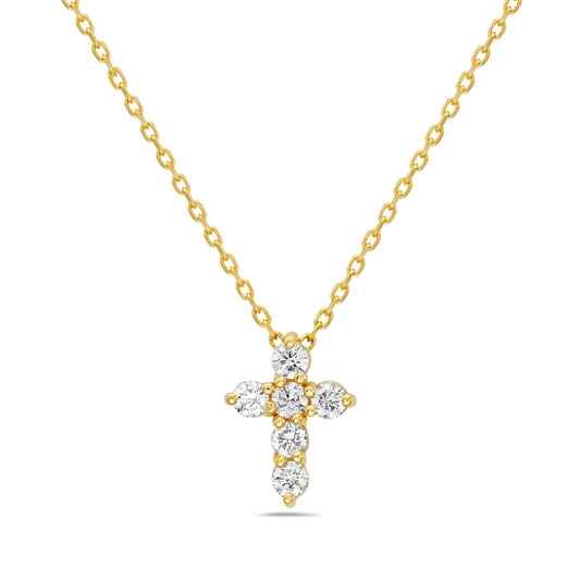 14K Large Diamond Cross Pendant