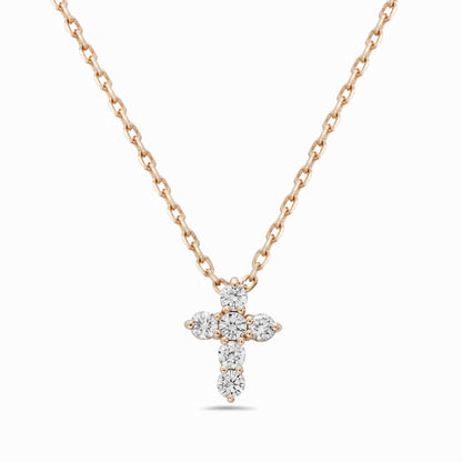 14K Small Diamond Cross Pendant