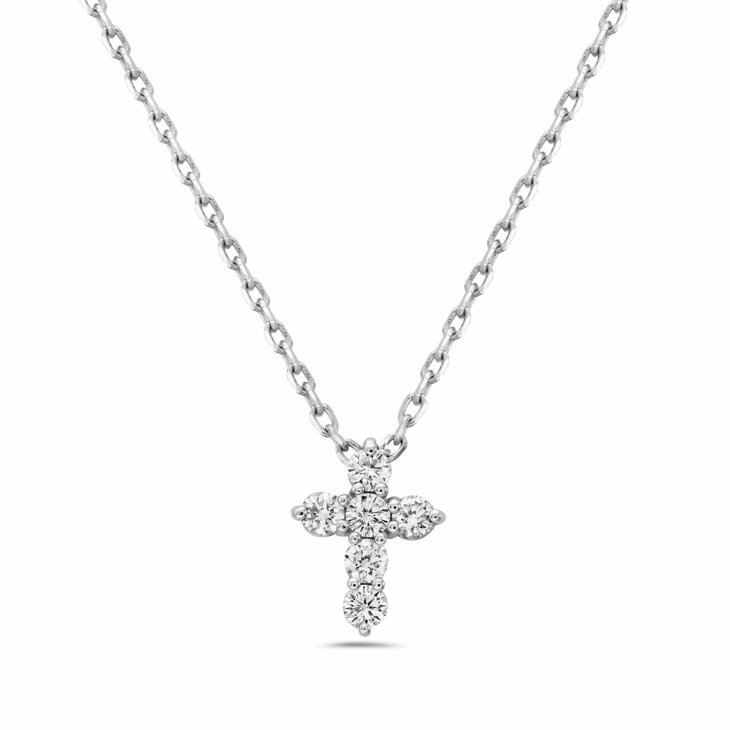 14K Small Diamond Cross Pendant