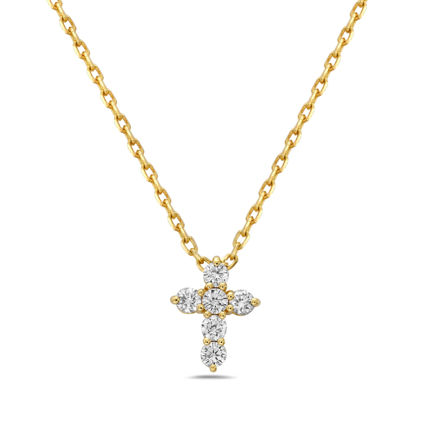 14K Small Diamond Cross Pendant