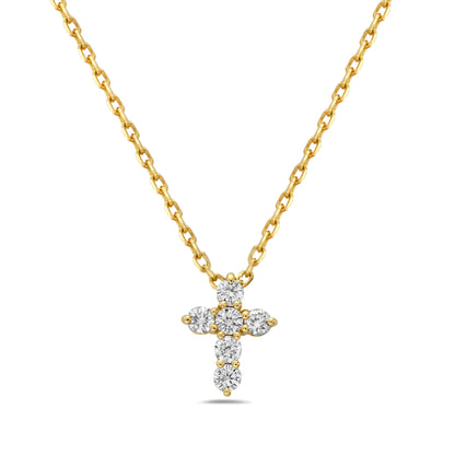 14K Small Diamond Cross Pendant