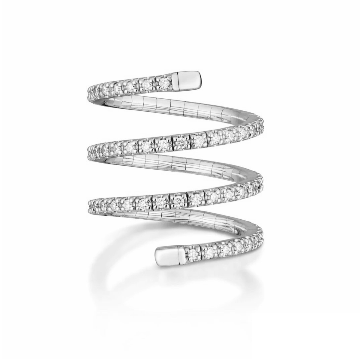 14K Gold Diamond Flexible Spiral Ring