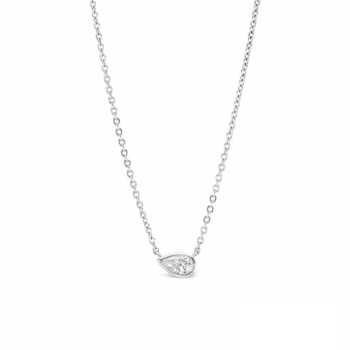 14K Gold Diamond Pear Shape Bezel Pendant